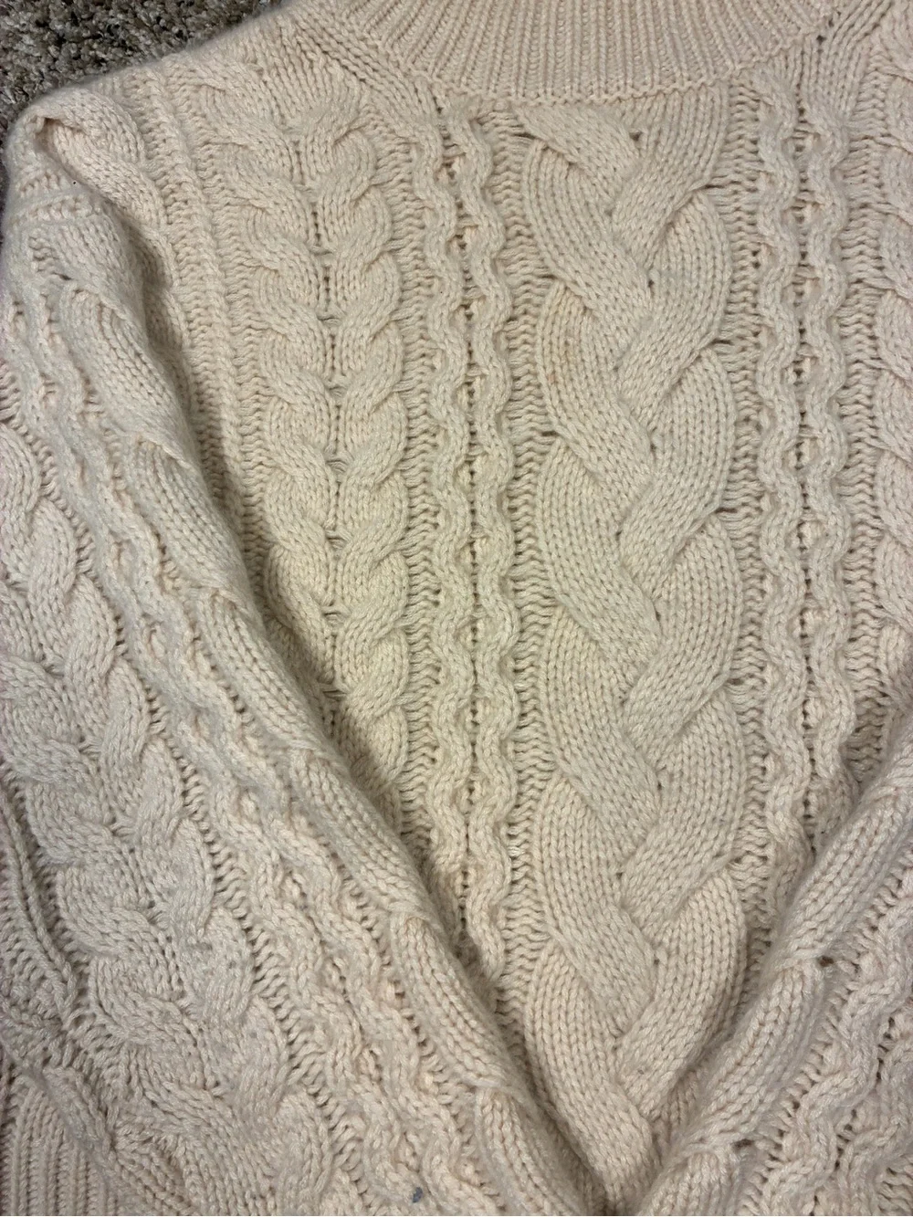 J.Crew 100% Cashmere Chunky Cream Cable Knit Mock Neck Sweater